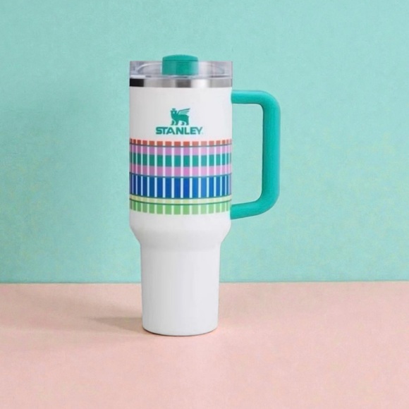 Stanley White and Green Striped Thermos - Picture 5 of 7